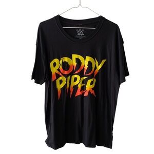 WWE Roddy Piper Wrestling T Shirt Crewneck Black Neon Cotton Y2K Festival